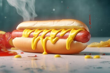 Wall Mural - Fresh hot dog. Generate Ai