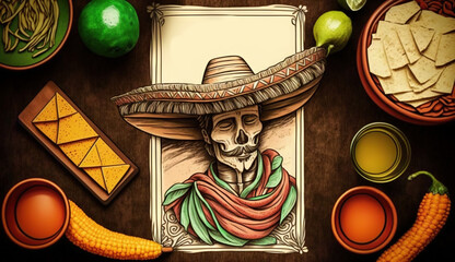 Cinco de mayo holiday background with copy space for text generative ai