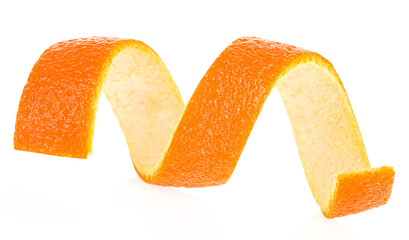 Poster - Single orange peel isolated on a white background. Beauty health skin concept.