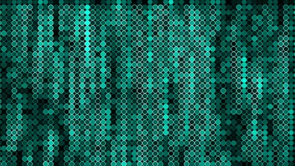 Poster - Green blinking running rows of blinking pixels. Motion. Concept of program code.