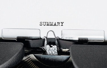 Poster - Text Summary typed on retro typewriter