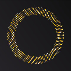 Wall Mural - Gold Halftone round frame. Golden luxury Halftone circle logo.