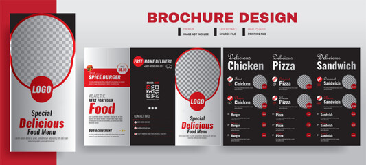 Wall Mural - Special delicious Food menu brochure template for business, Fast food restaurant menu social media marketing web banner template design. Pizza, burger and healthy food business online promotion flyer.