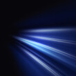 Ray light effects on black background for overlay design. Rays of light fall on empty space. Copy space. Blue beams.