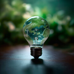Wall Mural - Light bulb planet. Concept of energy saving and ecology..