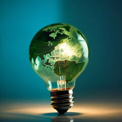 Wall Mural - Light bulb planet. Concept of energy saving and ecology..