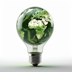 Wall Mural - Light bulb planet. Concept of energy saving and ecology..
