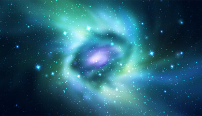Wall Mural - space vector background with realistic spiral galaxy and shining stars