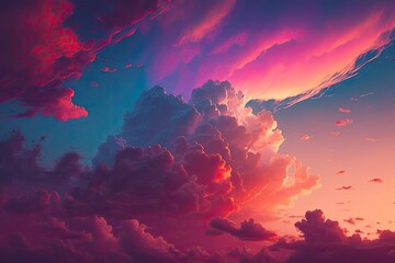 vibrant sky with a variety of clouds. Generative AI