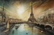 Paryż abstrakcja kolorowa grafika surrealizm Generative AI