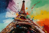 Fototapeta Fototapety Paryż - Paryż abstrakcja kolorowa grafika surrealizm Generative AI
