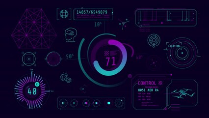 Canvas Print - Infographics about drones and virtual reality animated on the alpha channel.