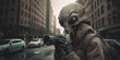 Alienígena documentando su visita a la tierra, reptiliano camuflado sacando fotos a la ciudad, creado con IA generativa