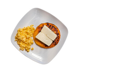 Sticker - Arepa chocolo with cheese and egg - Traditional Colombian breakfast