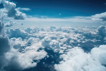 Poster - aerial view of clouds and sky from an airplane window. Generative AI