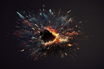 Poster - vibrant black and orange explosion against a dark background. Generative AI
