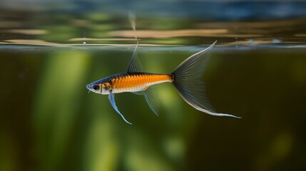 Sticker - Graceful Swordtail Fish Gliding Through Aquatic Realm