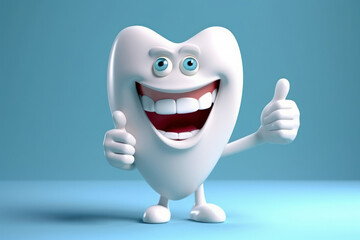 Poster - Happy white tooth on a medical background. AI generated, human enhanced.