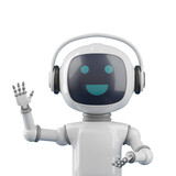 Fototapeta  - Friendly cartoon style chat robot waving hello. 3d illustration.