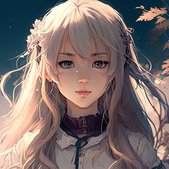 Wall Mural - anime girl super cute face Generative AI