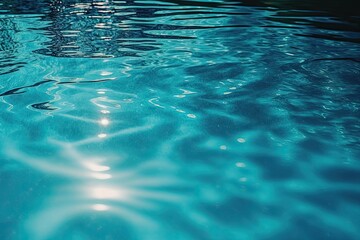 Poster - serene blue pool with a boat in the background and gentle water ripples. Generative AI