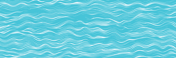 Wall Mural - Ripples and water waves, sea surface. Vector natural background.