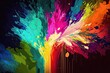 vibrant and lively abstract painting with splashes of colorful paint. Generative AI