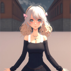 Wall Mural - cute anime girl Generative AI