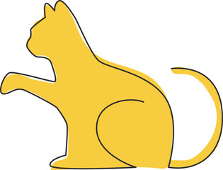Poster - Single continuous line drawing of cute kitten cat icon. Kitty pet animal logo emblem vector concept. Modern one line draw design graphic illustration