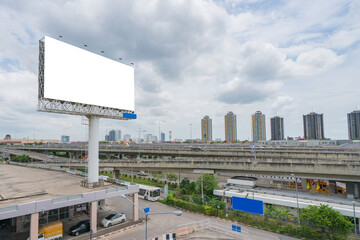 billboard blank on road in city for advertising background