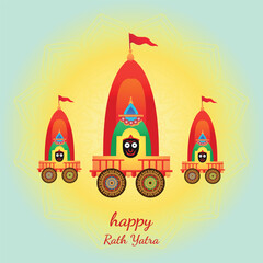 vector happy rath yatra for lord jagannath indian festival holiday concept background