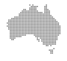 Fototapete - Pixel map of Australia. dotted map of Australia isolated on white background. Abstract computer graphic of map.