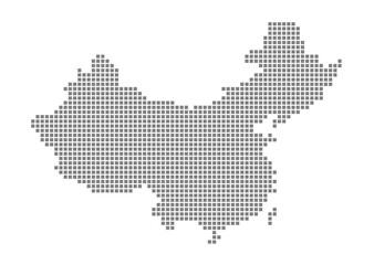 Fototapete - Pixel map of China. dotted map of China isolated on white background. Abstract computer graphic of map.