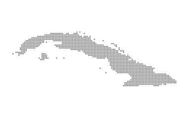 Fototapete - Pixel map of cuba. dotted map of cuba isolated on white background. Abstract computer graphic of map.