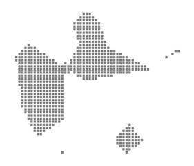 Aufkleber - Pixel map of Guadeloupe. dotted map of Guadeloupe isolated on white background. Abstract computer graphic of map.
