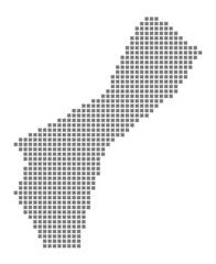 Fototapete - Pixel map of Guam. dotted map of Guam isolated on white background. Abstract computer graphic of map.