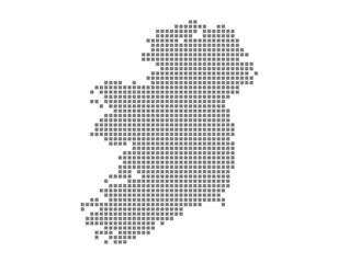 Fototapete - Pixel map of Ireland. dotted map of Ireland isolated on white background. Abstract computer graphic of map.