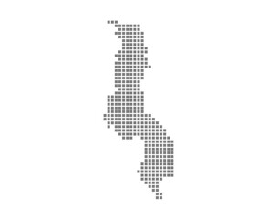 Fototapete - Pixel map of Malawi. dotted map of Malawi isolated on white background. Abstract computer graphic of map.