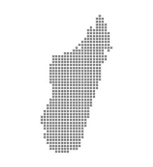 Fototapete - Pixel map of Madagascar. dotted map of Madagascar isolated on white background. Abstract computer graphic of map.
