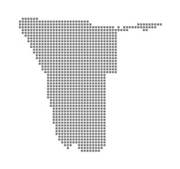 Fototapete - Pixel map of Namibia. dotted map of Namibia isolated on white background. Abstract computer graphic of map.