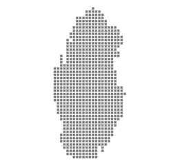 Fototapete - Pixel map of Qatar. dotted map of Qatar isolated on white background. Abstract computer graphic of map.