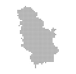 Fototapete - Pixel map of Serbia. dotted map of Serbia isolated on white background. Abstract computer graphic of map.