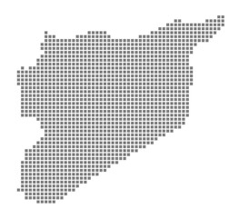 Fototapete - Pixel map of Syria. dotted map of Syria isolated on white background. Abstract computer graphic of map.