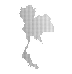 Fototapete - Pixel map of Thailand. dotted map of Thailand isolated on white background. Abstract computer graphic of map.