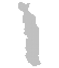 Fototapete - Pixel map of Togo. dotted map of Togo isolated on white background. Abstract computer graphic of map.