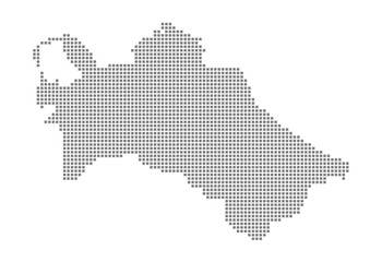 Wall Mural - Pixel map of Turkmenistan. dotted map of Turkmenistan isolated on white background. Abstract computer graphic of map.