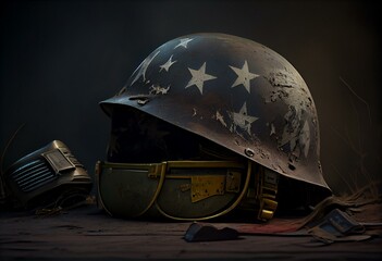 US Vietnam War Helmet. Generative AI