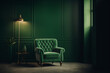 © Tahsin - green living room velvet armchair, Generative AI