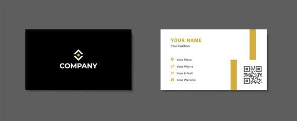 Wall Mural - Simple Minimalist Business Card with Two Sided Black and White.