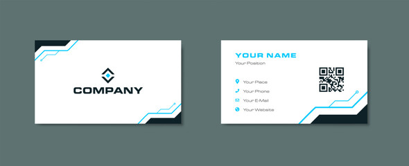 Poster - Modern Vector Business card corporate design with white background and tech style element
